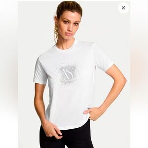 Victoria's Secret White Logo T-Shirt ,100% Cotton Perfect Tee , Size Medium